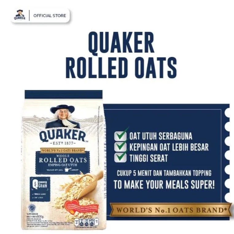 

Quaker Oatmeal Overnight Oats Cooking Oat Sereal Rolled Oat 800 Gr