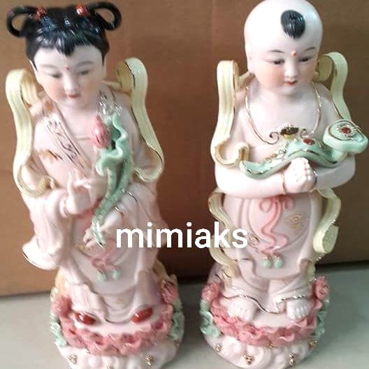 Patung Pendamping Dewi Kwan im Keramik Taiwan 8"