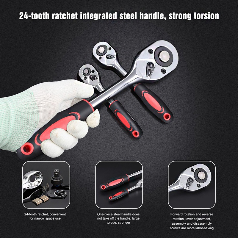 Reaim 82Pcs Tool Kit Kunci Sho Set/Alat Perbaikan Mobil Profesional/Kunci Soet Set Lengkap /As Torsi