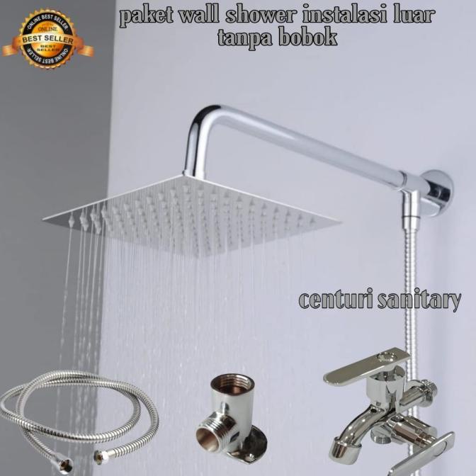 wall shower stainless set tanpa bobok