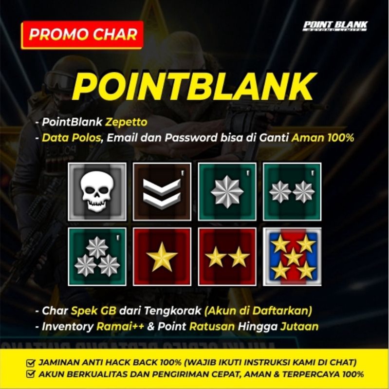 CHAR / AKUN POINTBLANK MURAH BERKUALITAS