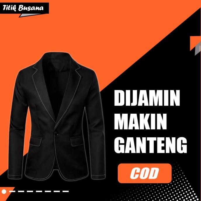 Blazer Basline Hitam Formal Blazer Pria Korea Jas Pria Slim Fit S-XL