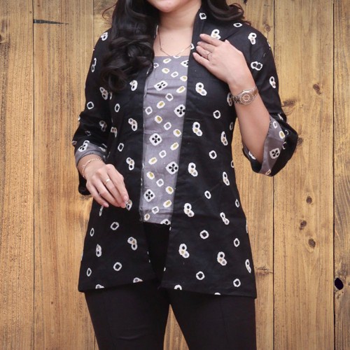 Blouse Batik Kutu Baru Jumputan Hitam Original Batikkebaya Ori 2.2 23