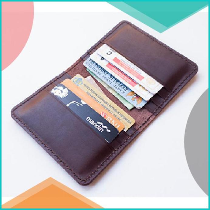 

dompet kartu kulit asli model lipat 8 slot kartu - card wallet coklat