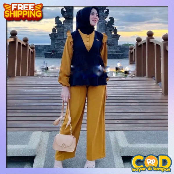 Outfit Kondangan Ootd Keluar Rumah Setelan Baju Dan Celana Sertelam Kekinian Bsju Detelan One Set Bu