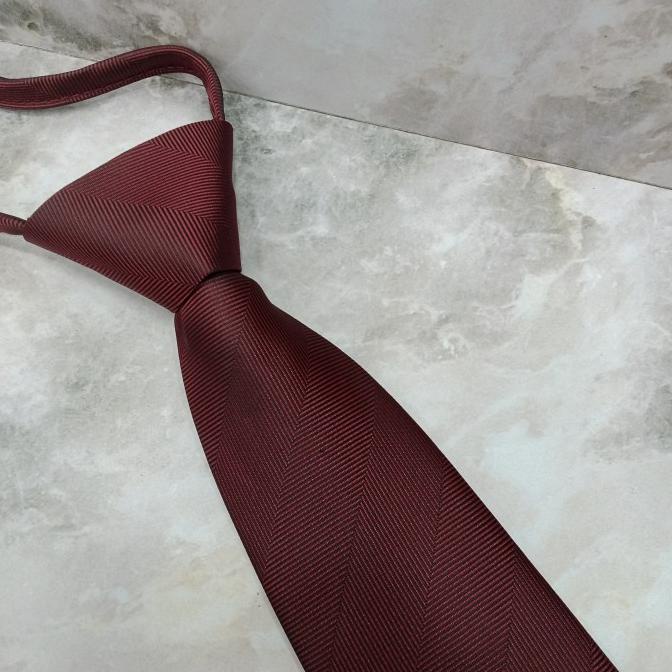 dasi merah maroon polos dasi zipper langsung pakai 3 inch