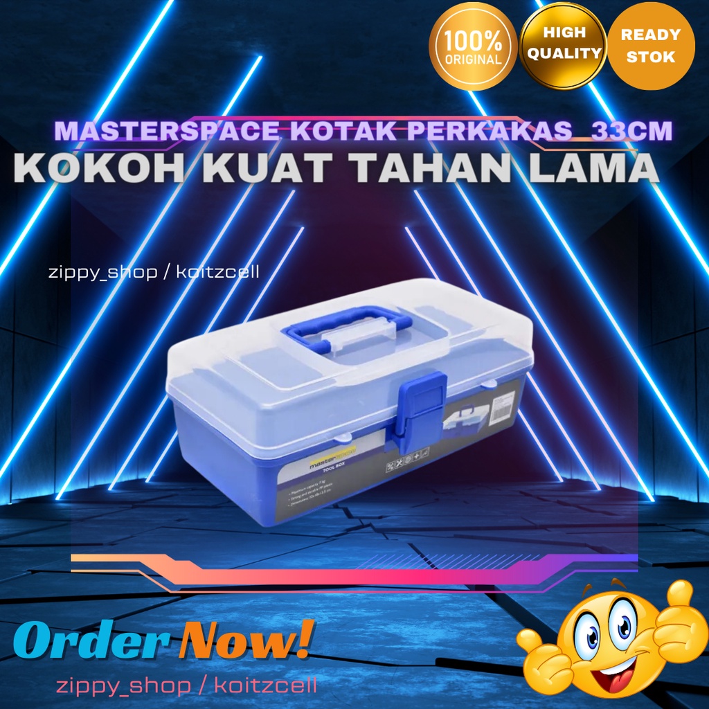 Masterspace Kotak Perkakas Plastik Biru transparan/ Tools Box /Toolkit /penyimpanan kunci