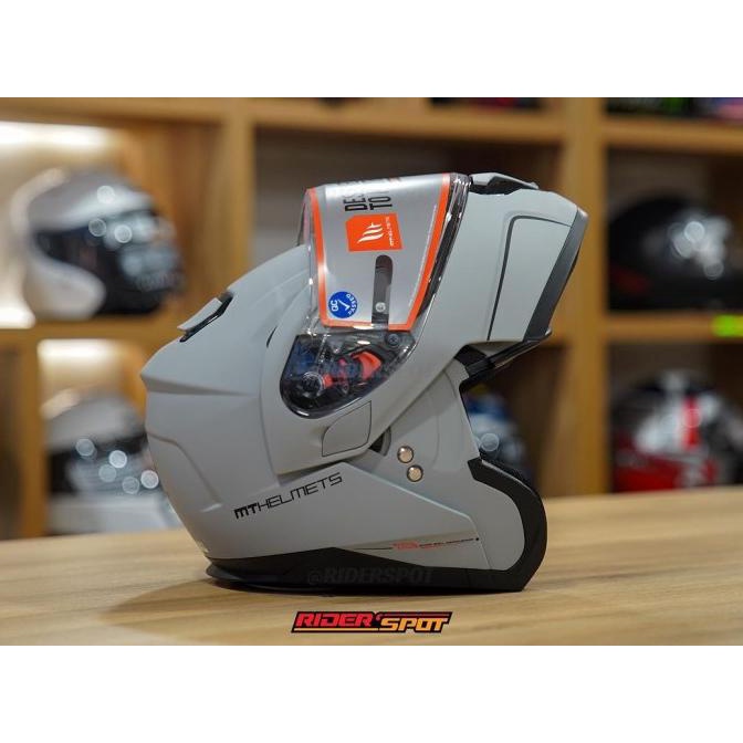 HELM MOTOR MT ATOM HELMET SV MATT GRAY A12 MODULAR HELMET ORIGINAL WIRATINA5