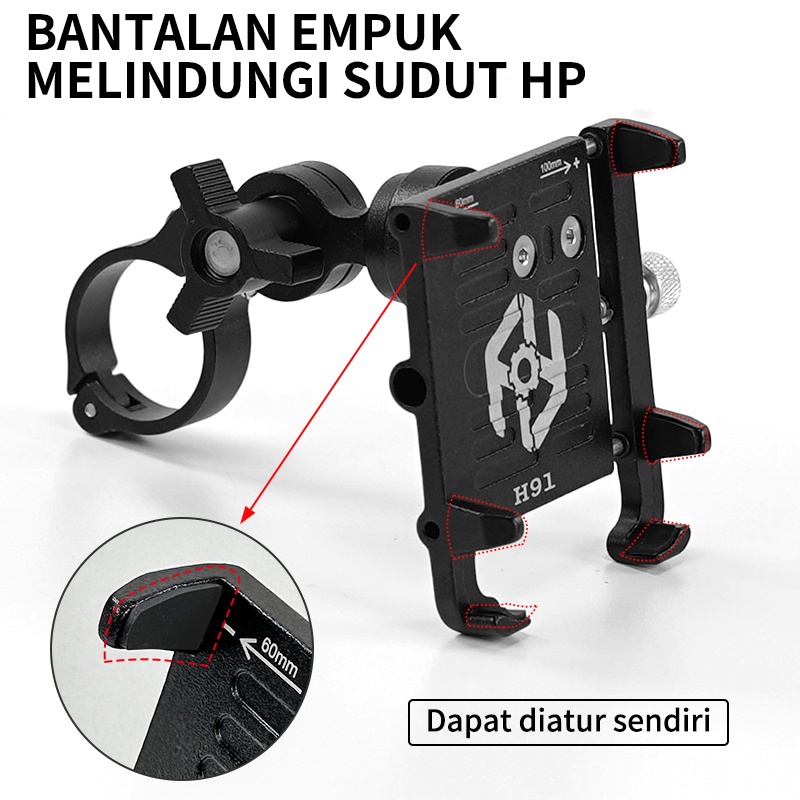 Holder Hp Motor Full Besi Spion/Phone Holder Hp Motor Beat/Holder Hp Motor Stang/Tempat Hp Di