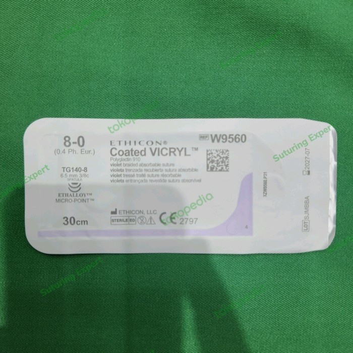 Vicryl 8/0 W9560 ( PGA, Absorb , Opthalmic) -JFT