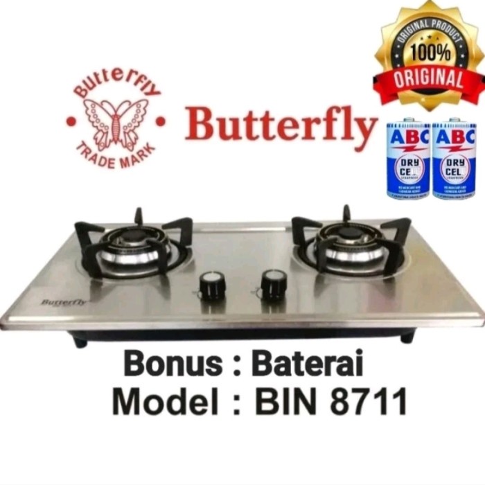 Kompor Gas Tanam Stainless Stell Butterfly