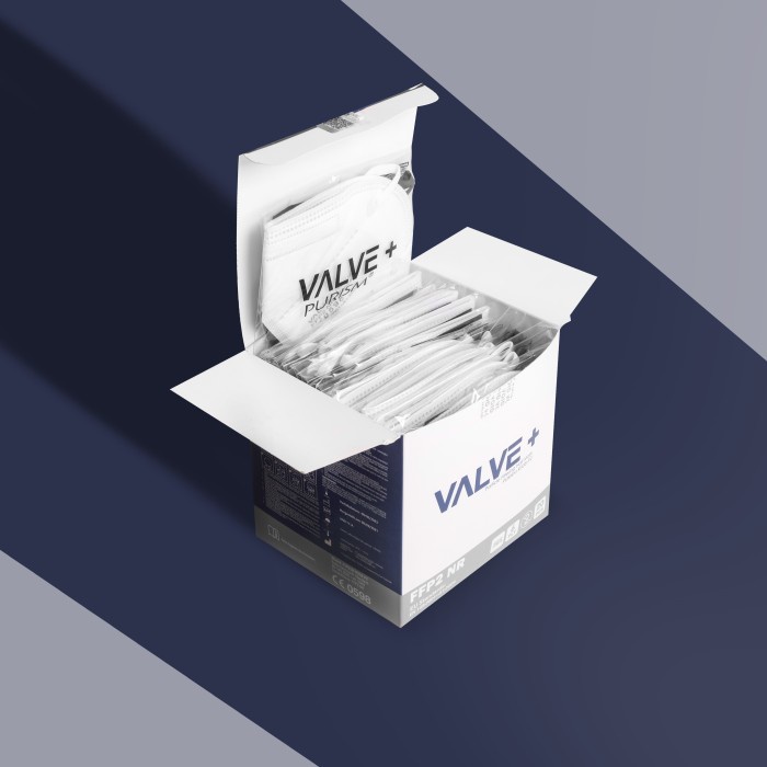 HE- Masker Medis 6Ply ValvePlus PURISM FFP2 NR Standarisasi Eropa Box20Pcs