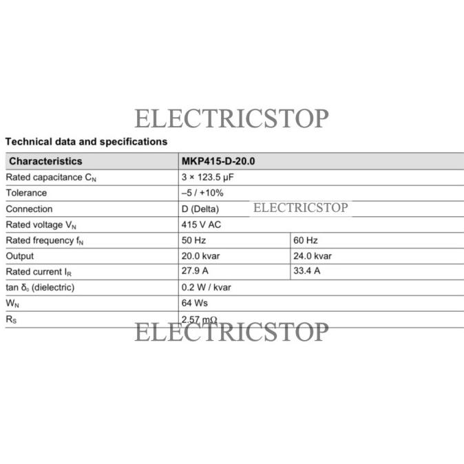 Epcos Mkp 415 D 20 01 Three Phase Capacitor Kapasitor Bank 20Kvar