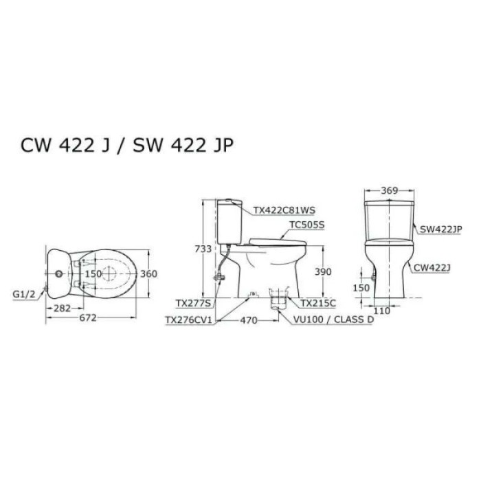 Baru Kloset Duduk Toto Cw 422 J Putih Original / Wc Toilet Duduk Toto Cw422 Murah