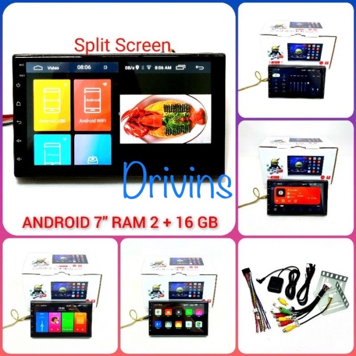 HEAD UNIT DOUBLE DIN ANDROID 7INCH UNIVERSAL RAM 2GB MEMORY 16GB