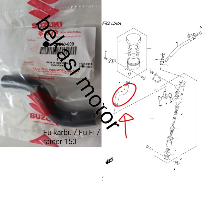 selang hose untuk tabung minyak rem belakang suzuki satria fu original