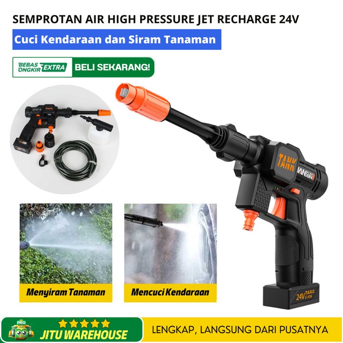 Alat Semprot Air Tekanan Tinggi Cuci Kendaraan Siram Tanaman 24V Cas