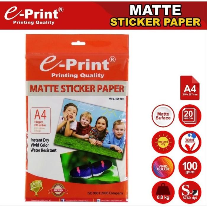 

TERLARIS - EPRINT STICKER MATTE PAPER / KERTAS STICKER MATTE / DOFF A4 100GSM