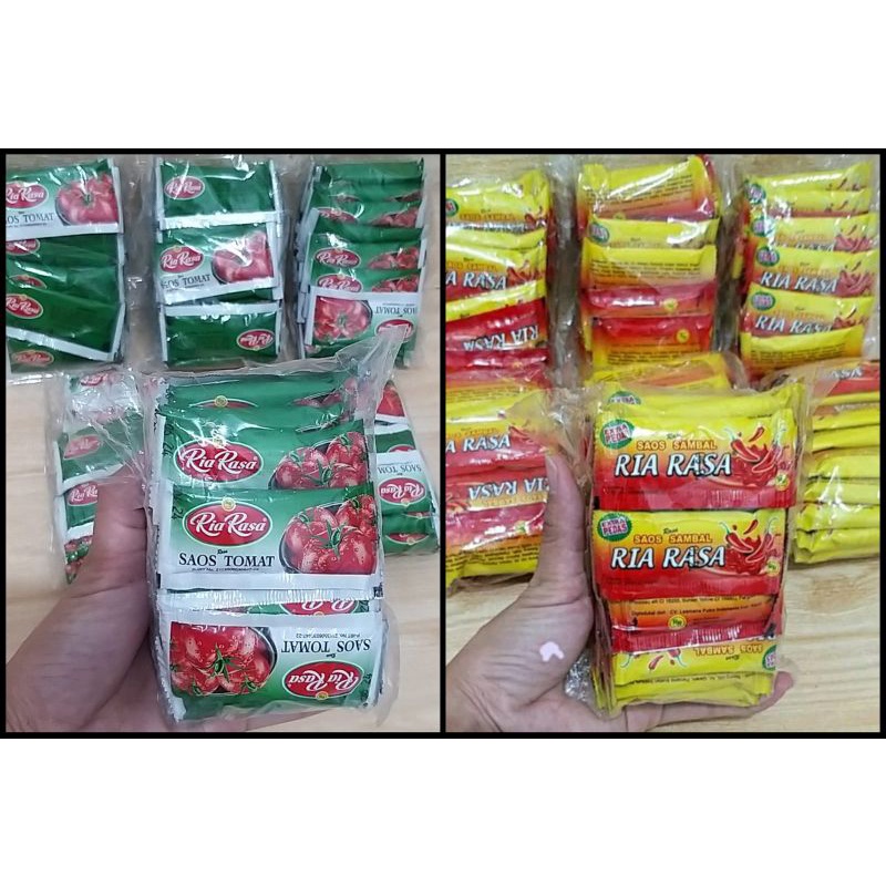

✔MURAH Saos Tomat & Saos Sambal Ria Rasa 1pak isi 25biji / Saos Ria Rasa / Saos Sachet