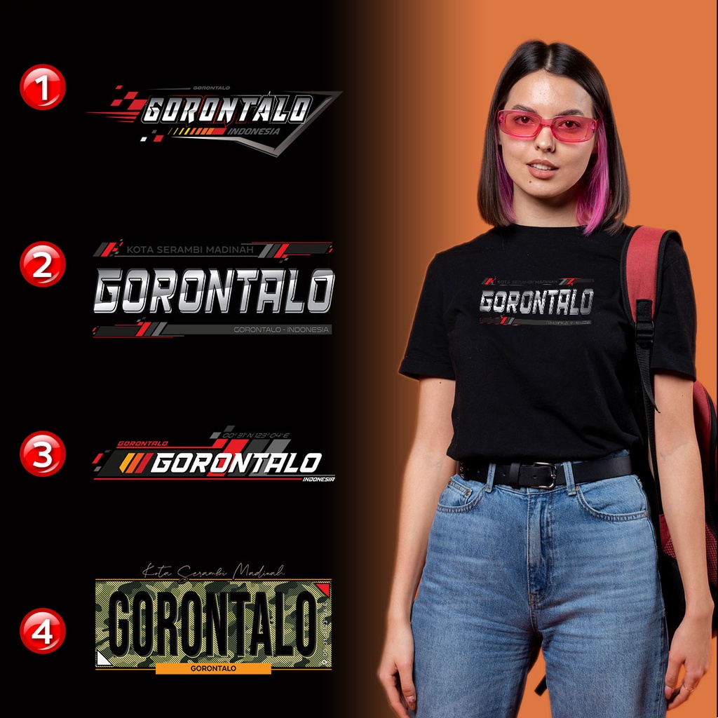 Kaos Distro GORONTALO Premium - 4 PILIHAN DESAIN GORONTALO - XGTO4
