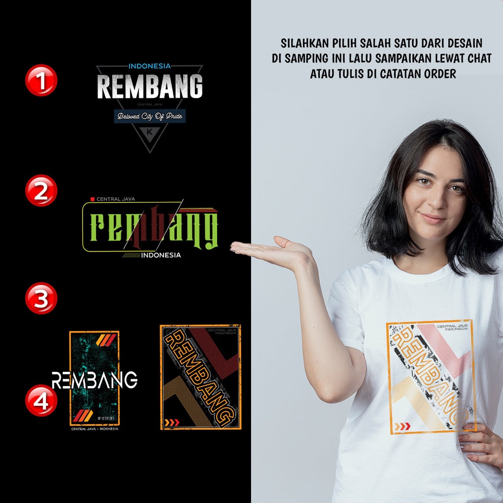 Kaos Distro REMBANG Premium - 4 DESAIN KEREN REMBANG - XRBG3