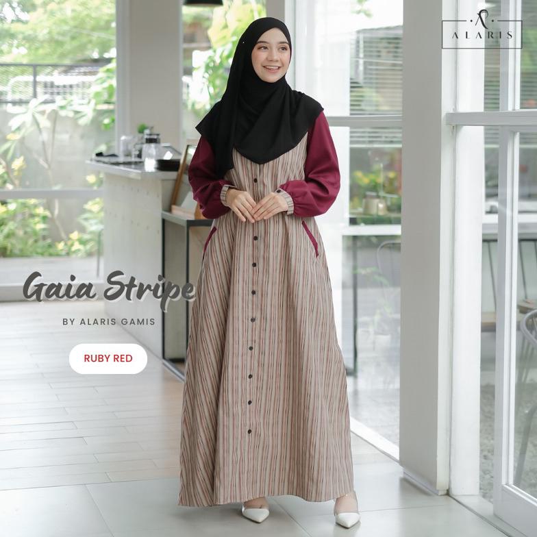 Flash Sale Gaia Stripe / Gamis Katun Salur / Gamis Garis Garis / Gamis Casual / Casual Dress / Gamis