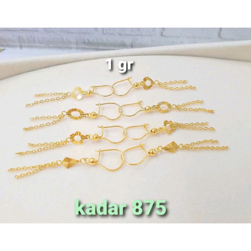 Anting Panjang Fancy Kadar 875 20K emas asli