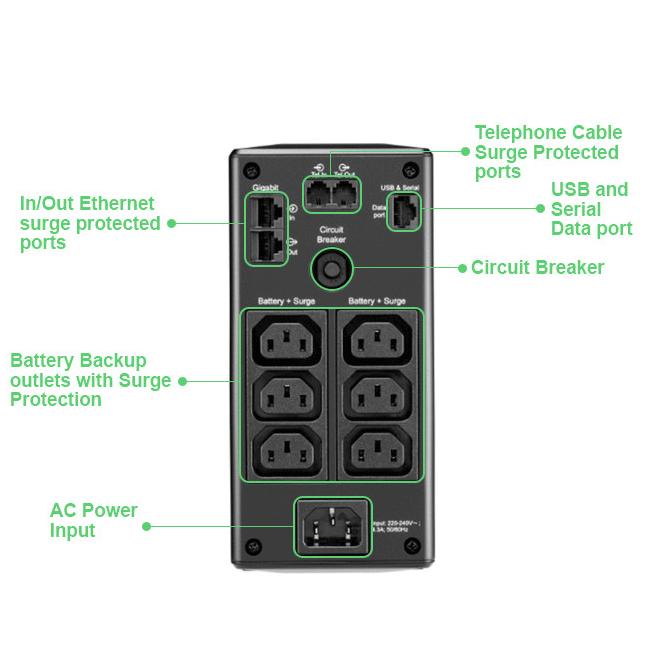 Ups Apc Back Ups Pro Br 900Va, 6 Outlets, Avr, Lcd Interface Br900Mi