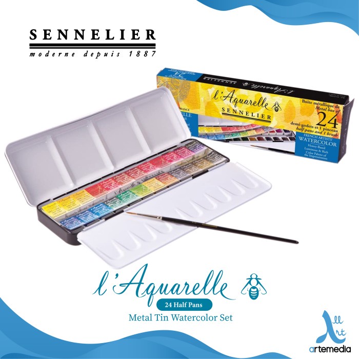 

Cat Air Sennelier L Aquarelle 24 Half Pan Metal Tin Watercolor