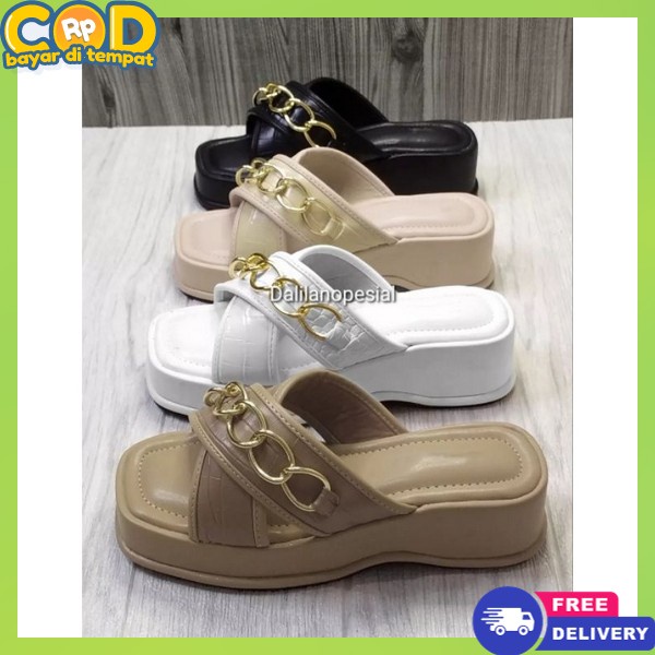 Murah Karet Empuk Wedjes Weges Sendal Hak Tinggi High Casual Srandel Spatu Edges Tebal Empuk Wadges 
