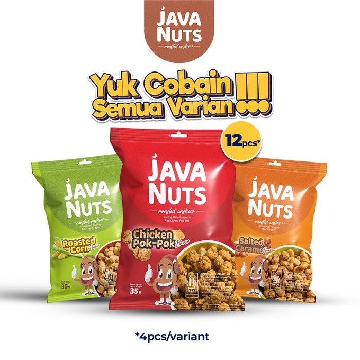 

JavaNuts All Varian 12 Pcs - Camilan Kacang Mede Panggang