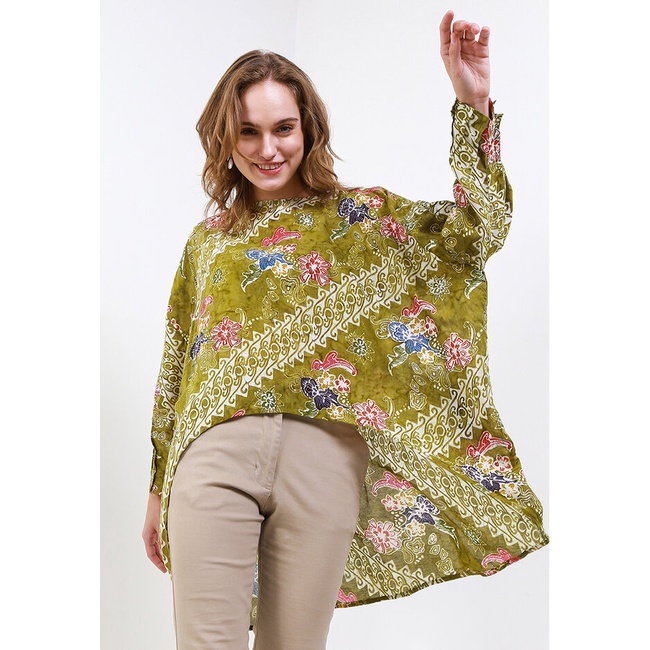 Baju Batik Vestiti Original Wanita Kebaya Unlined Ori Modern Tara Tunik Cewe Katun Paris Kerah Bulat