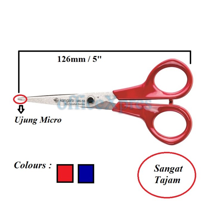 

Gunting Kertas / Gunting Kain 5" 13cm / Scissors MG50 Kangaro