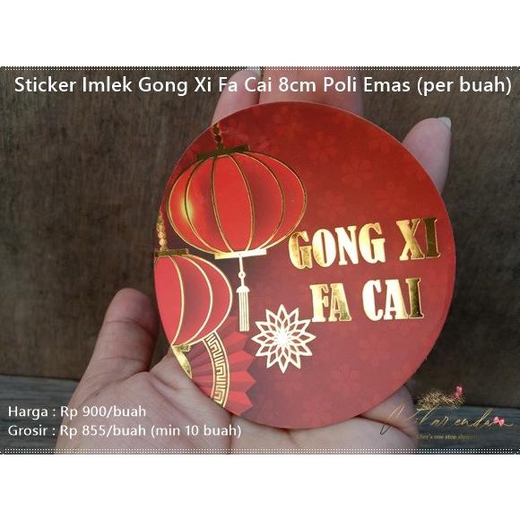 

^^^^^] IMLK-136 : Sticker Imlek Gong Xi Fa Cai 8cm Poli Emas (per buah)