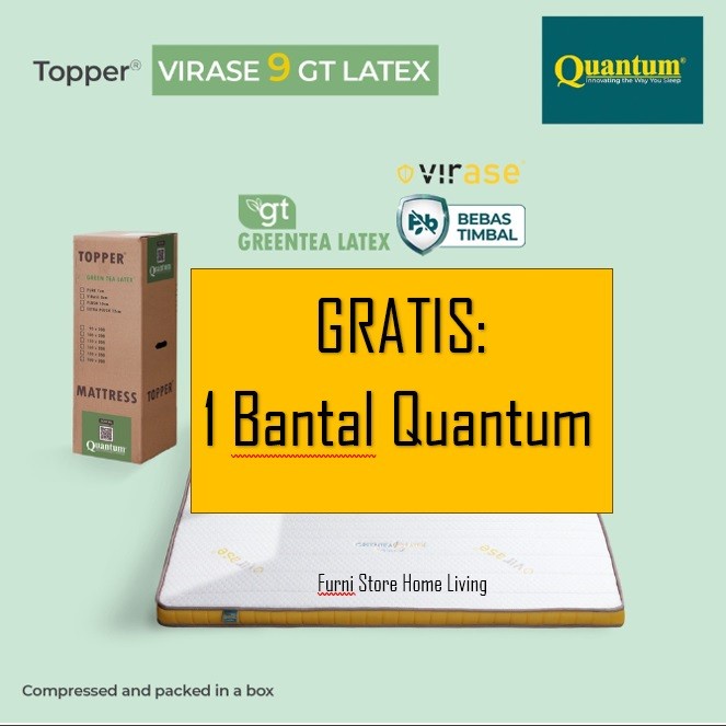 [New Ori] Quantum Topper Greentea Latex Virase 9 Cm 120X200 Cm Kasur Mattress Terbaru