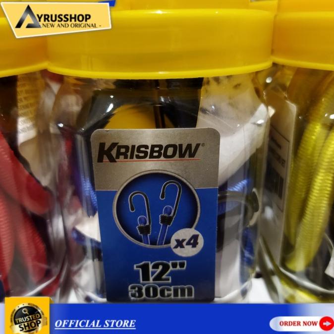 Krisbow Tali Bagasi Motor 30cm isi 4/Karet Pengikat Barang Molor/Biru