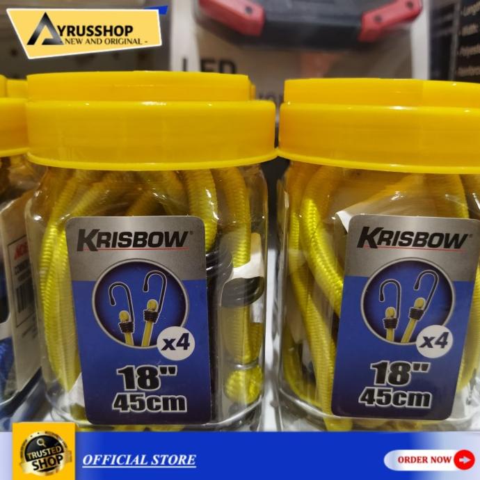 Krisbow Tali Bagasi Motor 45cm isi 4/Tali Pengikat Barang Molor/Bungee