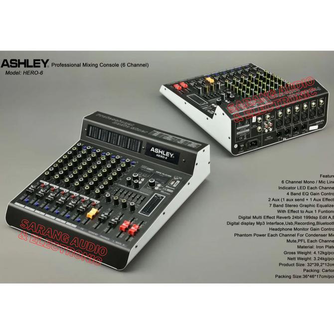 Mixer Audio Ashley Hero 6 Hero6 Original 6 Channel Bluetooth USB Premium murah