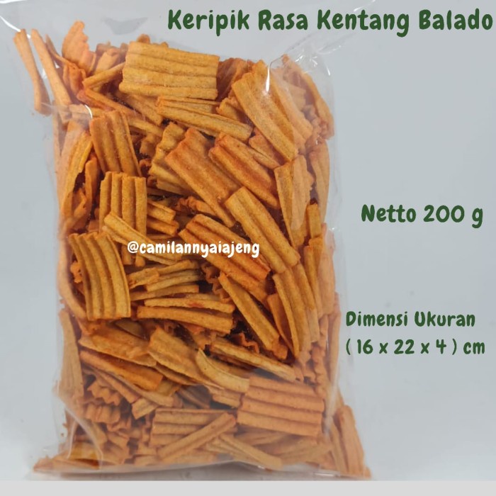 

Keripik Kentang Keriting Balado Sapi Panggang Renyah Gurih