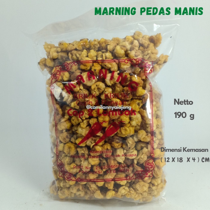 

Marning Jagung Pedas Manis Gurih Super Renyah Cap 2 Lombok