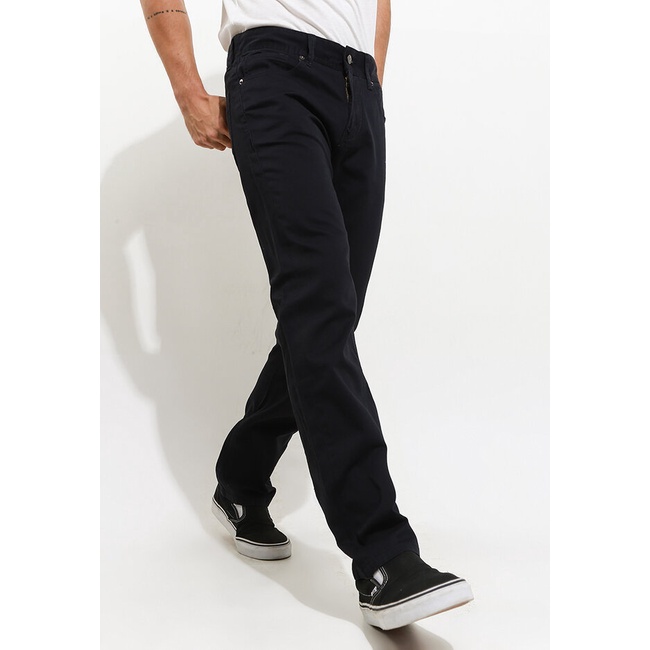Celana Panjang Lois Jeans Original Pria Kain Kancing dan resleting depan 100% Asli Minimalis Straight Fit Twill Pants CFS048 Laki Modern Katun