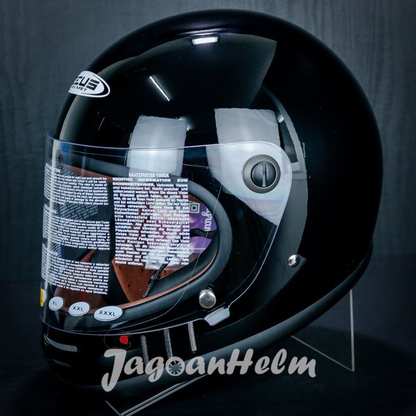 Zeus Helm Zs816E Solid Black Glossy Retro Zs 816E Classic Zs-816E