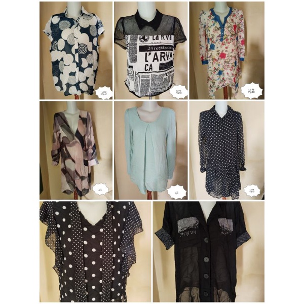 Preloved Atasan Wanita || Cotton Silk Blouse asli Korea || Kain Bahan Sifon || Katalog 2