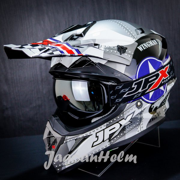 Jpx Helm Cross Fox 1 X30 Wingman -Super Black - Fox1 Motocross Trail