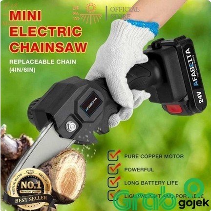 GERGAJI MESIN LISTRIK KAYU POHON MINI CORDLESS CHAINSAW BATERAI SENSO