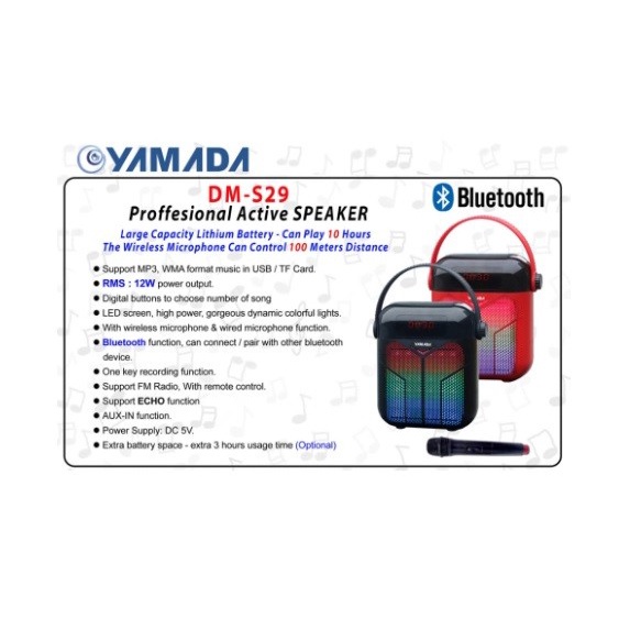 Yamada Speaker Bluetooth Aktif Dm-S29 Profesional Layar Led Karaoke Gr