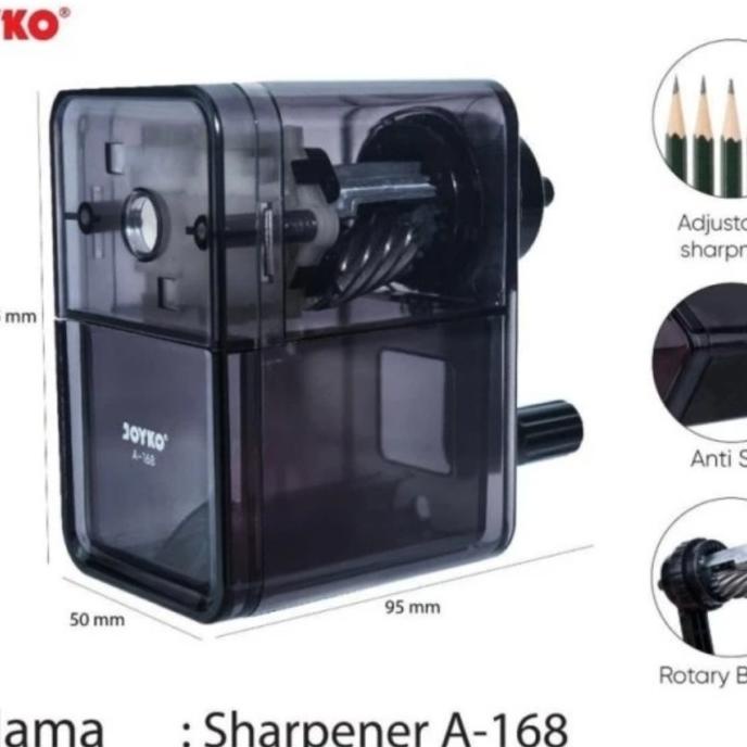 

Sharpener Rautan Pensil A168 - Serutan Putar Joyko A-168 Anti Slip Kode 1258