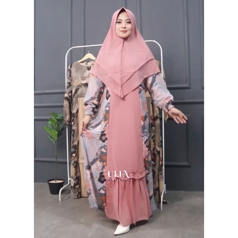 Ulfa Collection - Syar'i Ceruty Babydoll Motif Kombinasi