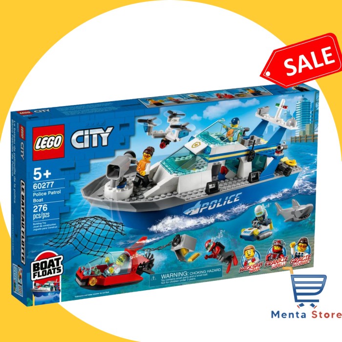 LEGO City 60277 Police Patrol Boat Floats Mainan Kapal Polisi Easy