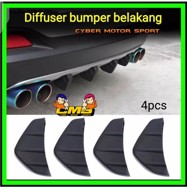 Variasi Diffuser bumper belakang mobil universal. add on sirip diffuser bumper belakang. shaark fin